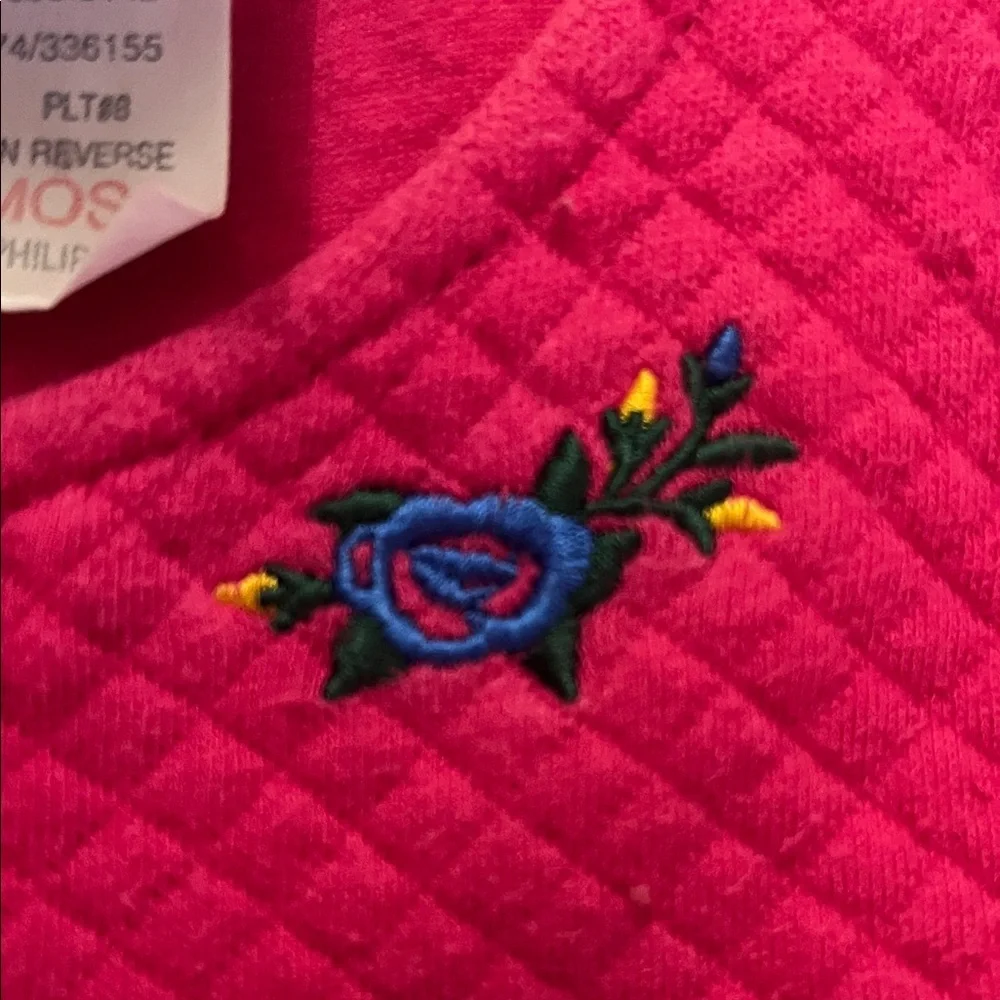 Vintage 90s Baby B’gosh Pink Quilted Bubble Romper with Floral Embroidery 18m